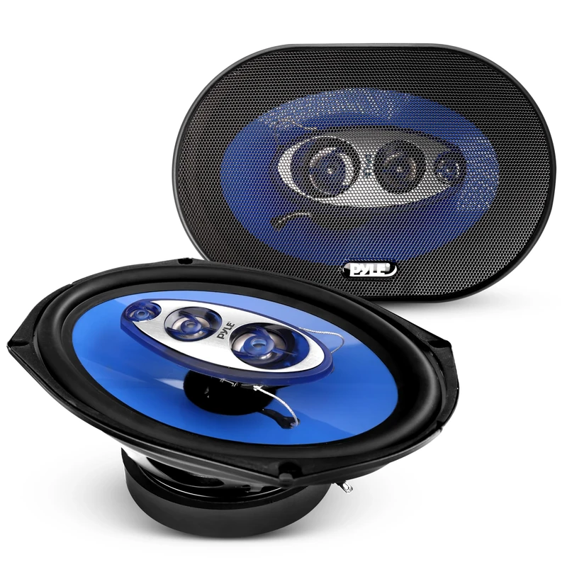 Pyle 6x9/7x10 car Speakers 4-Way Quadriaxial Full Range Sound Audio - Butyl Rubber Surround, 500W w/ 4Ohm Impedance & 3/4'' Piezo Tweeters - Blue Pair