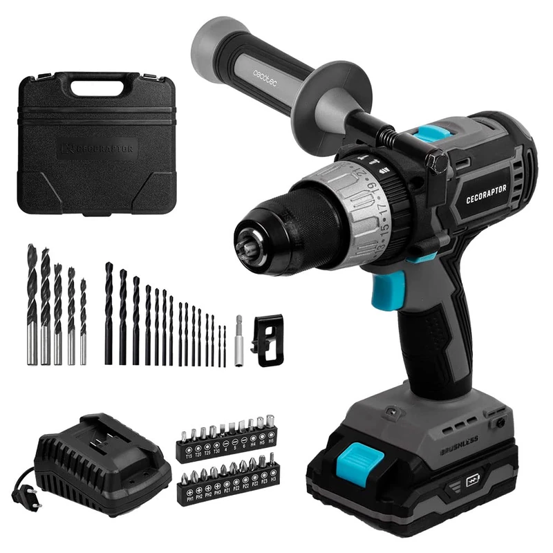 Cecotec CecoRaptor Perfect ImpactDrill 2020 Brushless Ultra Battery Impact Drill, 20V 2000mAh Battery, No Load Speed 2000rpm, Impact Ratio 30000bpm