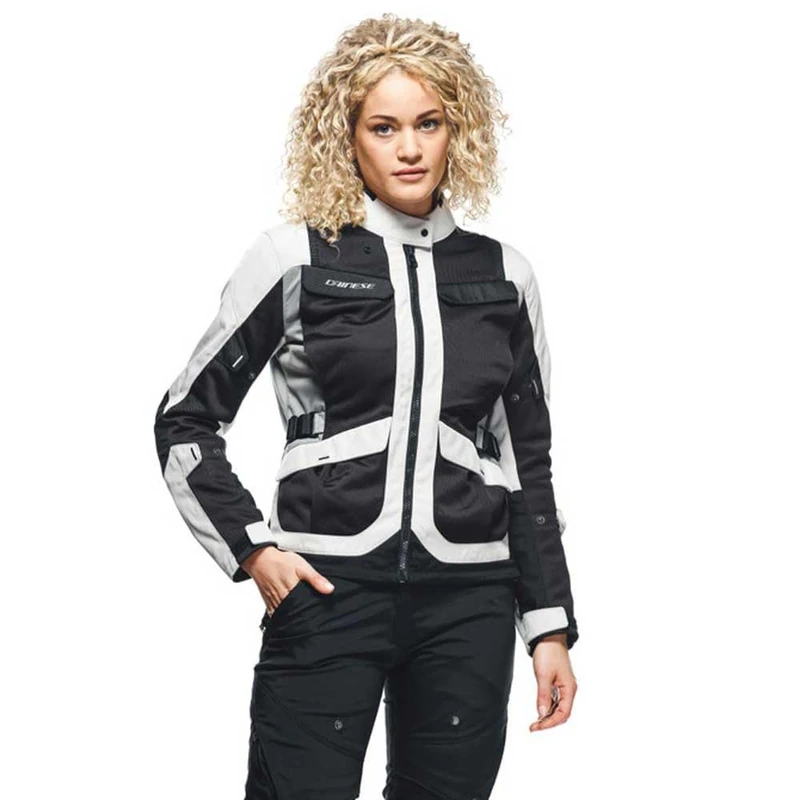Dainese - Desert Lady Tex Jacket, Summer Motorcycle Jacket, Lightweight Technical Fabric, Protections On Shoulders And Elbows, Women's Motorcycle Jacket, Peyote/Black/Steeple-Gray, 40