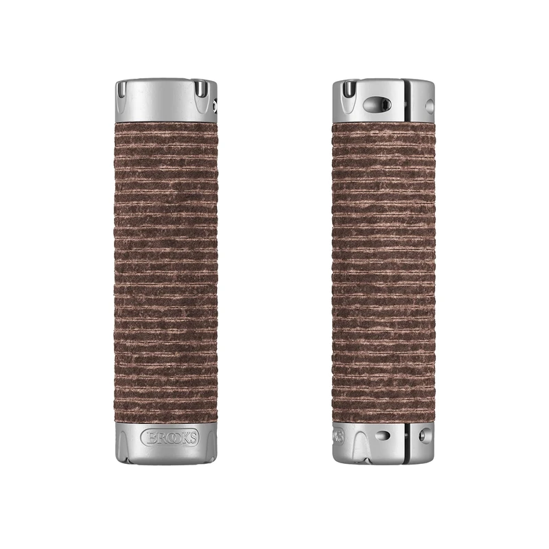 Brooks Plump Leather Grips (130 + 130 mm) - Antic Brown-New22 Unisex Adult Handlebar, Silver, Standard