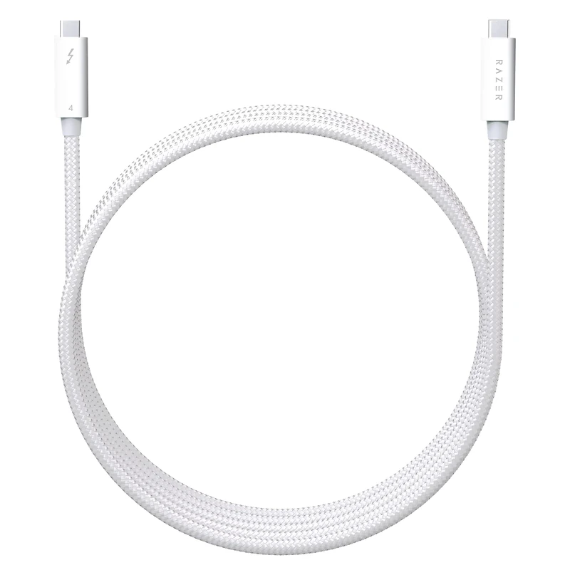 Razer Thunderbolt 4 Cable - Thunderbolt 4 Cable (Up to 40 Gigabits per second, up to 8K Resolutions, up to 100W Charging, Ultimate Compatibility) White | 0.8M