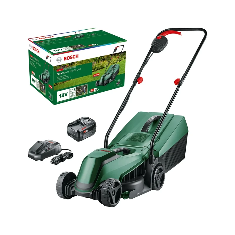 Bosch EasyMower 18V-32-200 Cordless Lawnmower (1x 4.0 Ah Battery, 18 Volt System, Cutting Circle Diameter: 32 cm, in Box)