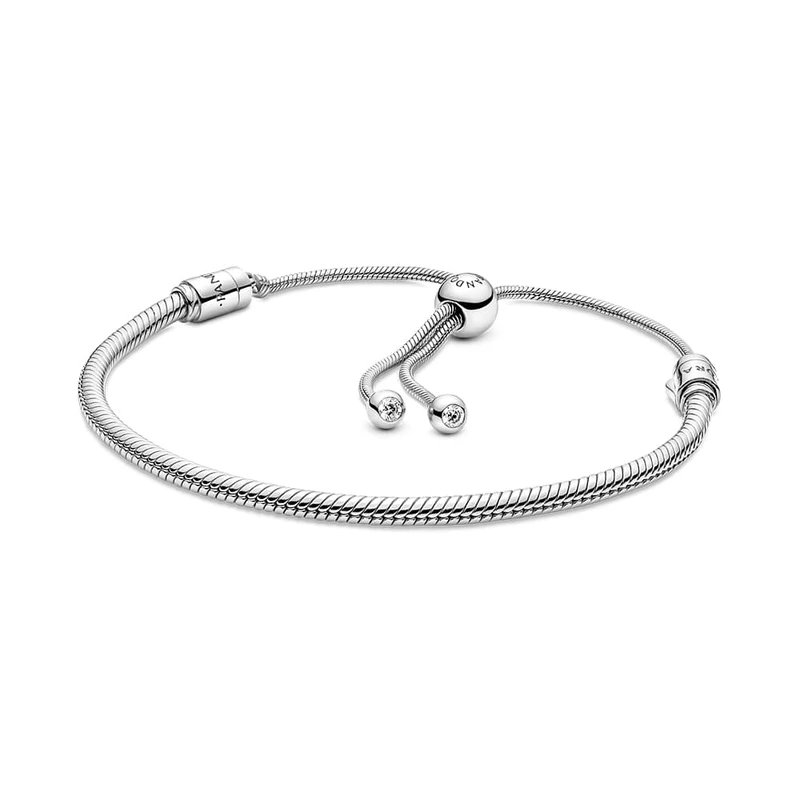 PANDORA Moments Women's Sterling Silver Snake Chain Slider Bracelet, No Box