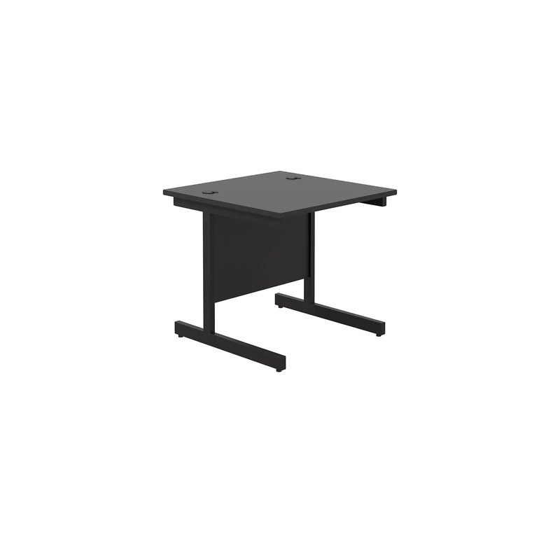 Office Hippo Heavy Duty Rectangular Cantilever Desk, Home Office Table + Integrated Cable Ports, PC Desk For Office or Home, 5 Yr Warranty - Black Frame/Black Top, 80cm x 80cm