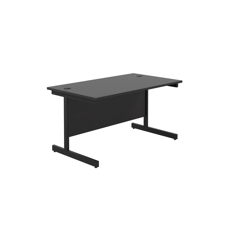 Office Hippo Heavy Duty Rectangular Cantilever Office Desk, Black Top/Black Frame, 140x80 cm
