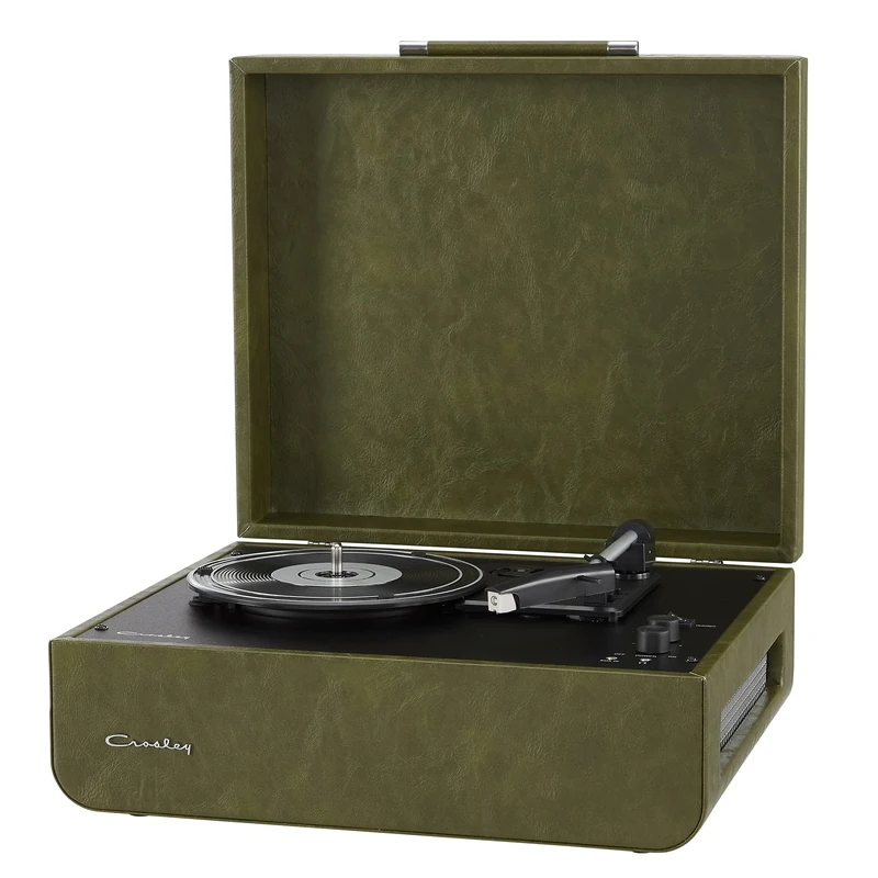 Crosley Mercury Portable Turntable - Bluetooth Record Player, 3-Speed Suitcase Vinyl Player, Home Turntables for Vinyl Records, Built in Stereo Speakers & Bluetooth Receiver, AUX Input, Green