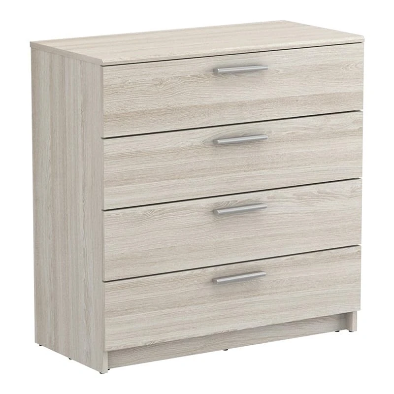 Demeyere Cassettiera 4 cassetti Pricy-Naturale Chiaro, Legno ingegnerizzato, Rovere Shannon, 79,6 x 37,9 x 80,6 cm
