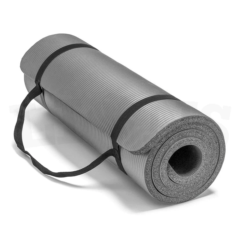 Lions Yoga Mat 10mm Thick NBR Foam Non-Slip Exercise Mat With Carrying Strap, Eco Friendly High Density Workout for Women Men Home Gym Exercise, Grey Silver