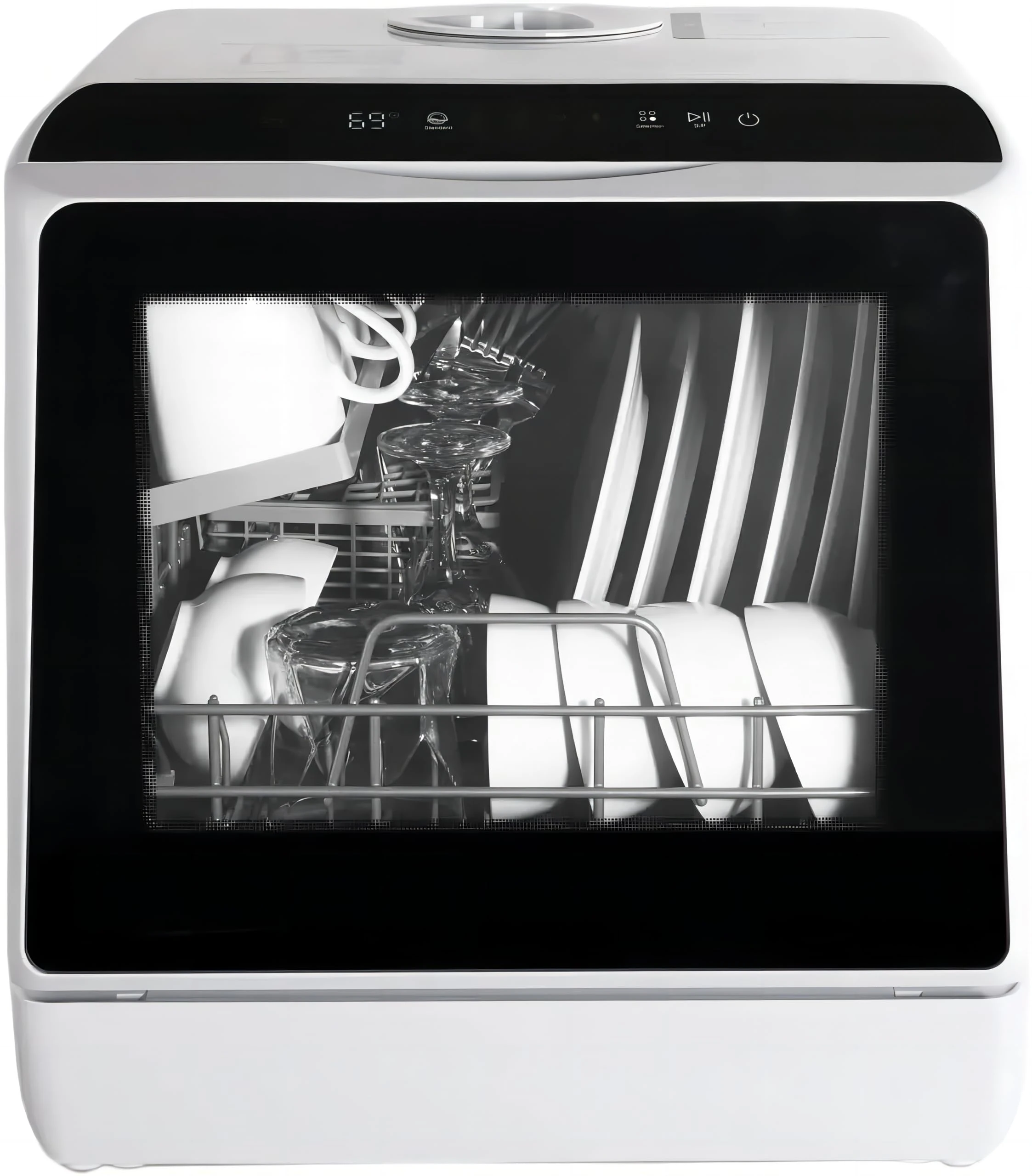 eklipt Table Top Dishwasher, Mini Countertop Dishwasher with 6 Programs, Built-in 5L Water Tank Dual Water Supply Modes with Touch Control, LED Display, Drying Cycle & Fruit Wash