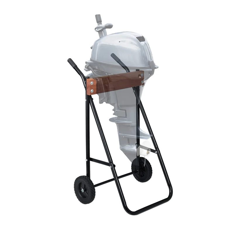 Relaxdays Outboard Motor Stand, Transport Trolley, Long, Short Shaft, Wagon, Bracket, Load Capacity 100kg, Black