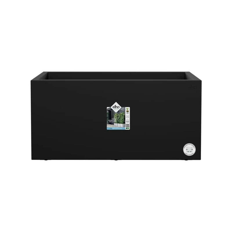 elho Vivo Next Long 60 - Large Planter for Indoor & Outdoor - 100% Recycled Plastic - L 59.0 x H 29.2 cm - Black/Living Black