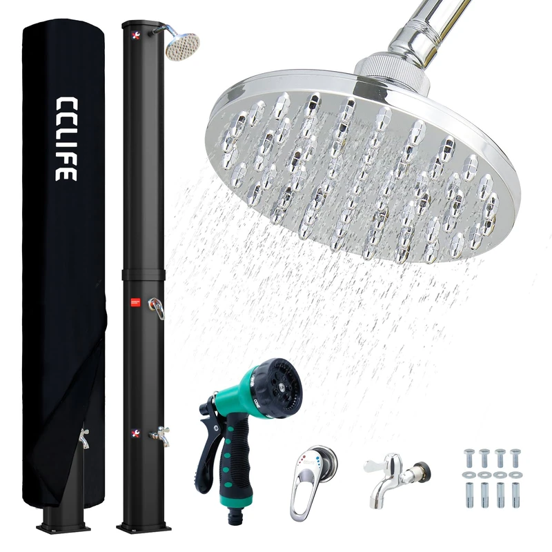 CCLIFE Solar Shower and Hand Shower 40 L Solar Garden Shower Pool Shower Rain Shower Outdoor Shower Pool Shower Garden Shower Warm Water