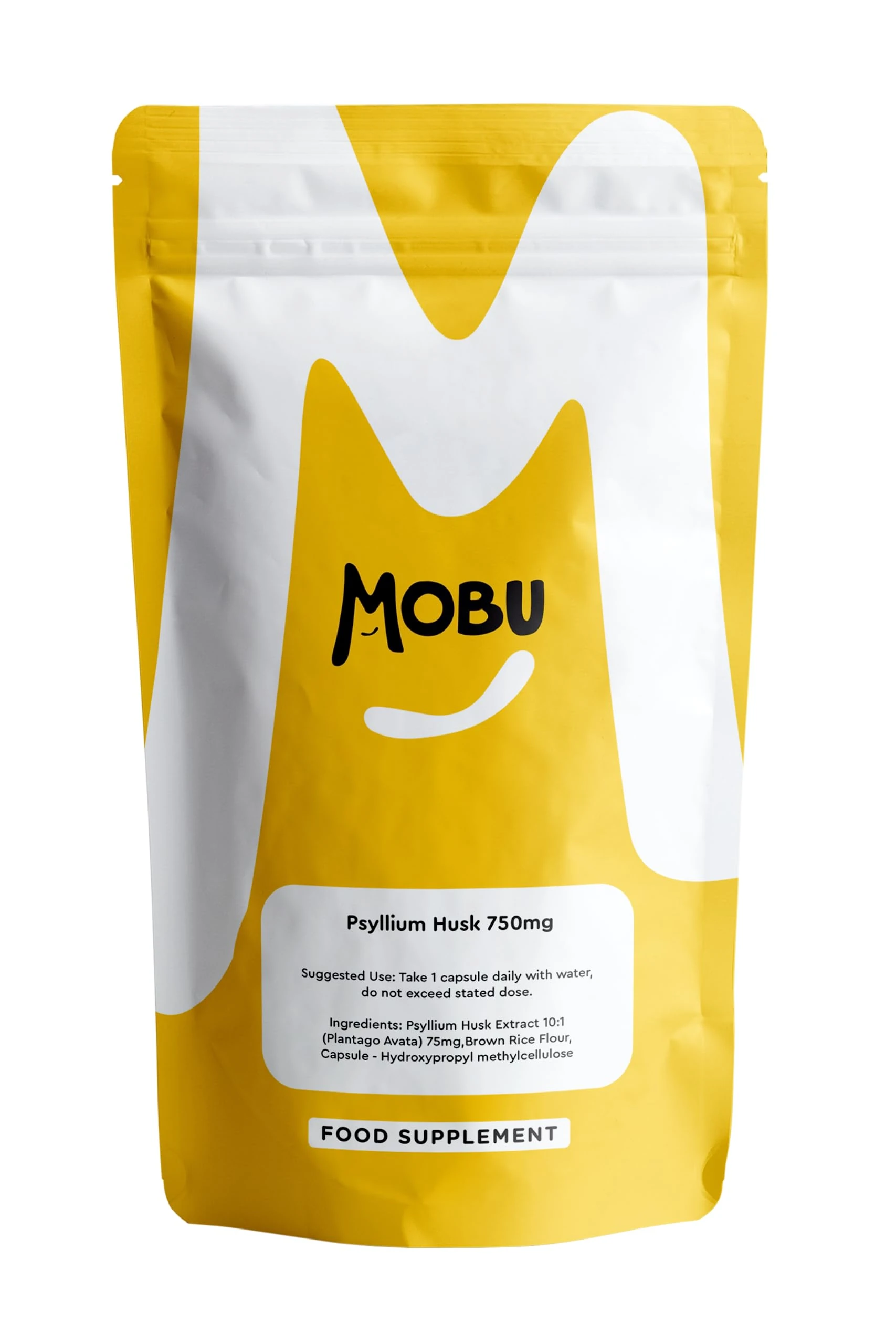 Psyllium Husk 750mg 120 Capsules | Fibre Supplement | High in Soluble Fibre | Digestion Support | Vegan UK Made | GMP Approved | MOBU