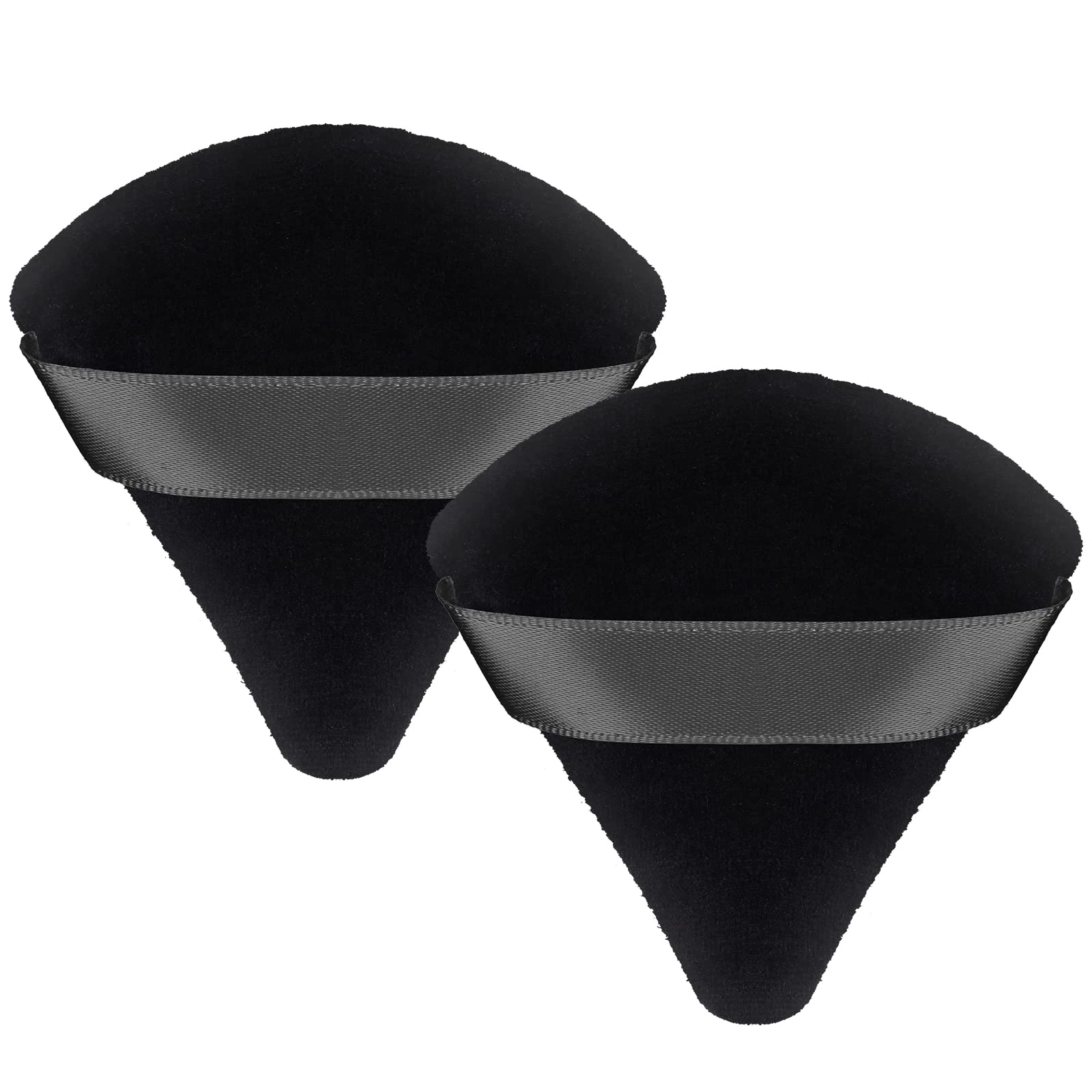 Patelai 2 Pcs Powder Puff Makeup Puff Triangle Soft Powder Sponge Reusable Triangle Sponges with Strap for Cosmetic Foundation Wet Dry Makeup(Black)