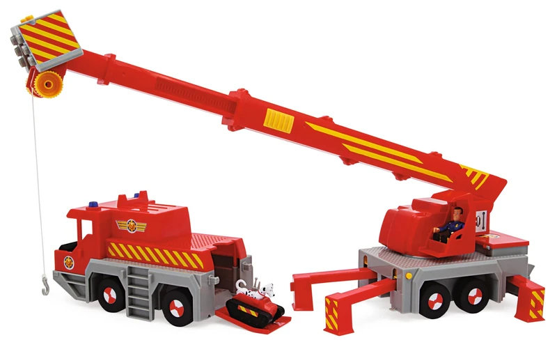 Simba 109252517 Fireman Sam Toy Crane (50 cm) - 2-in-1 Rescue Vehicle (Car & Crane) for Children from 3 Years, with Winch, Figure, Light & Sound (including Batteries) - Image 1