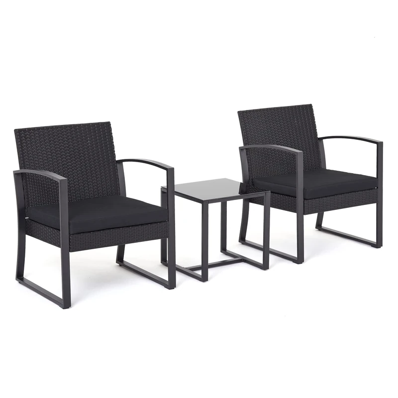 Mondeer 3 PCS Rattan Garden Furniture Set - Patio Bistro Set