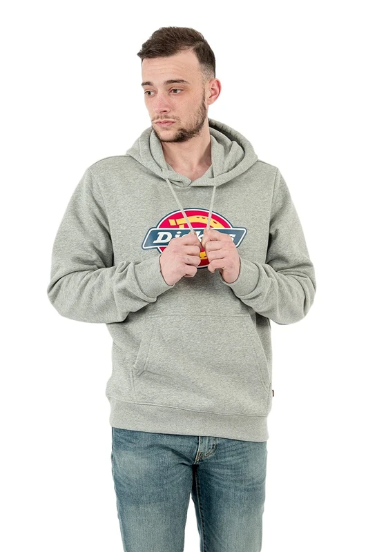 Dickies Men's Icon Logo Hoodie Hooded Sweatshirt, Grey Melange, XS