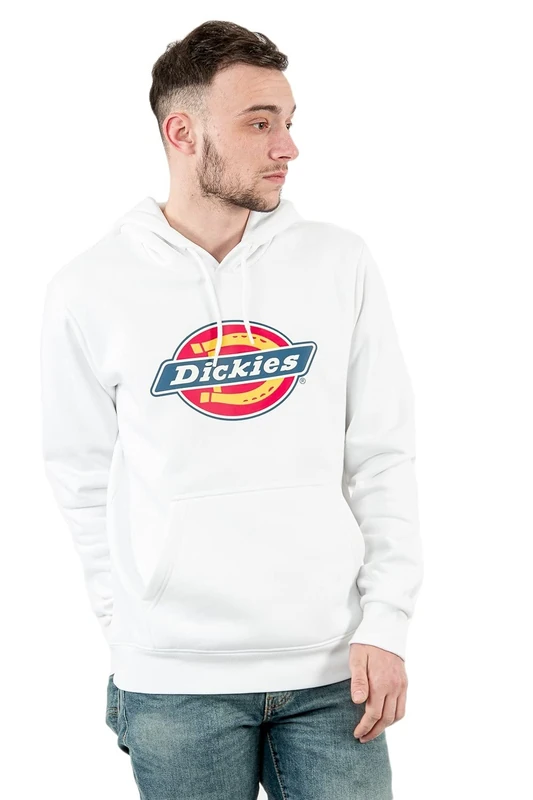 Dickies Mens Icon Logo Hoodie Sweatshirt, White, XS UK