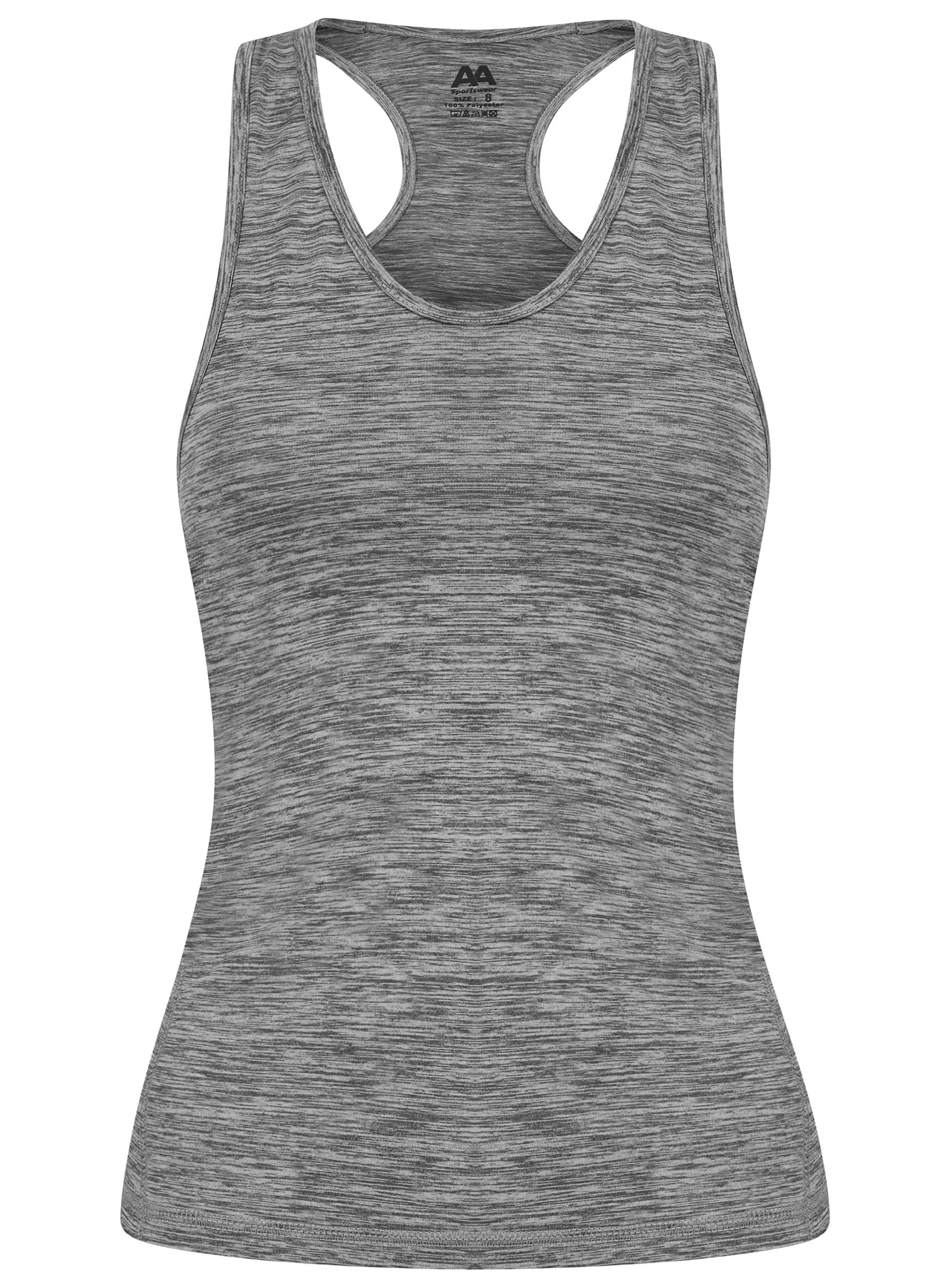 Athletic Sportswear Ladies Gym Vest Womens Activewear Sports Sleeveless Fitness Breathable Tank Top (12, Grey)