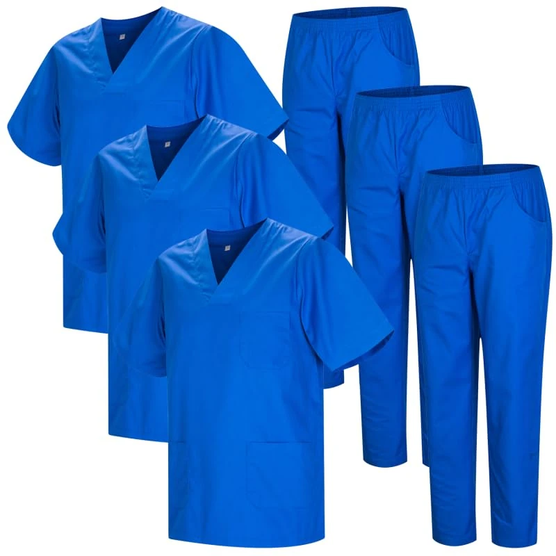 MISEMIYA - Pack * 3 Sets - Unisex Sanitary Uniform MEDICAL SANITARY UNIFORMS SANITARY SETS 3-817-8312 - X-Large, Royal Blue 22