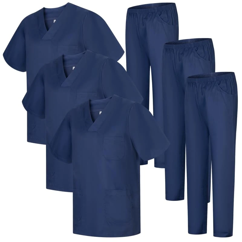 MISEMIYA - Pack * 3 Sets - Unisex Sanitary Uniform Medical Sanitary Uniforms Sanitary Sets 3-817-8312-3XL, Navy Blue 22