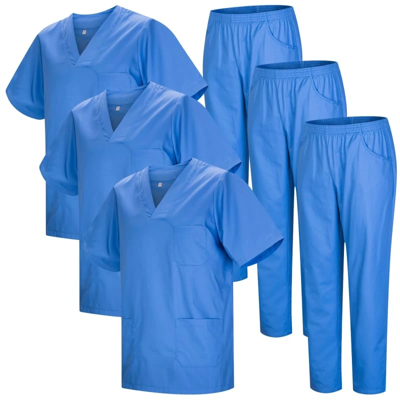 MISEMIYA - Pack * 3 Sets - Unisex Sanitary Uniform MEDICAL SANITARY UNIFORMS SANITARY SETS 3-817-8312 - XX-Large, Celestial 22