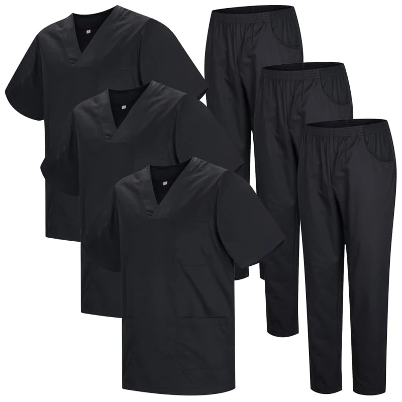 MISEMIYA - Pack * 3 Sets - Unisex Sanitary Uniform MEDICAL SANITARY UNIFORMS SANITARY SETS 3-817-8312 - XX-Large, Black 22