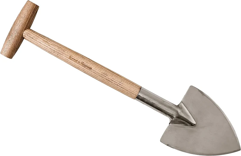 Kent & Stowe Stainless Steel Perennial Spade, Pointed Head Garden Spade for Easy Slicing Through Roots, All Year Round Garden Tools Made from Stainless Steel and Ash Wood