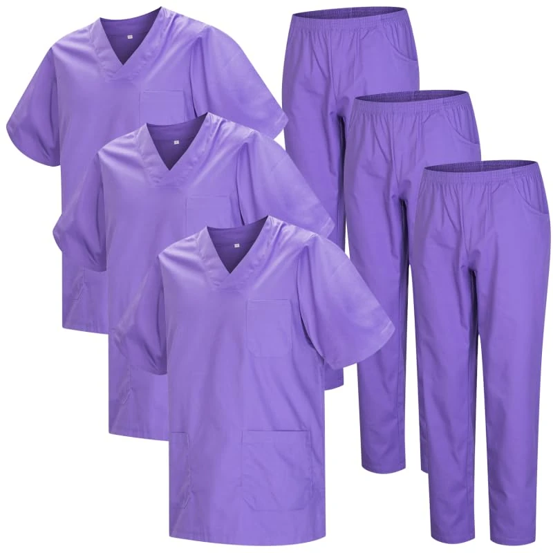 MISEMIYA - Pack * 3 Sets - Unisex Sanitary Uniform MEDICAL SANITARY UNIFORMS SANITARY SETS 3-817-8312 - X-Small, Lilac 22 - Image 1