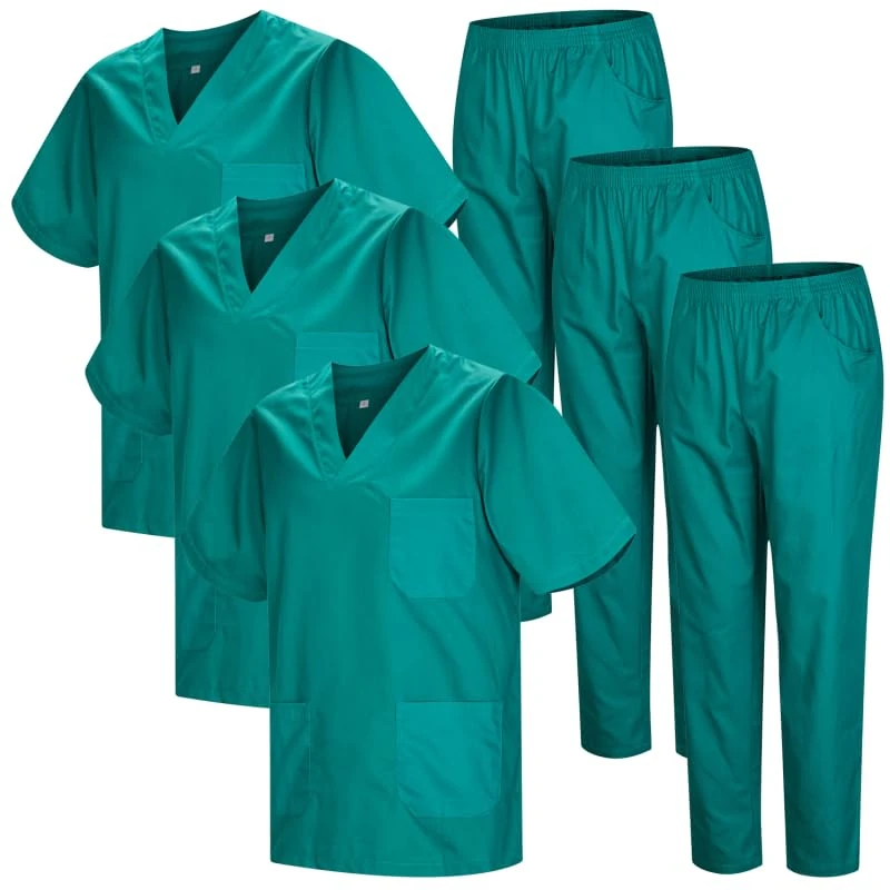 MISEMIYA - Pack * 3 Sets - Unisex Sanitary Uniform MEDICAL SANITARY UNIFORMS SANITARY SETS 3-817-8312 - X-Large, Green 22