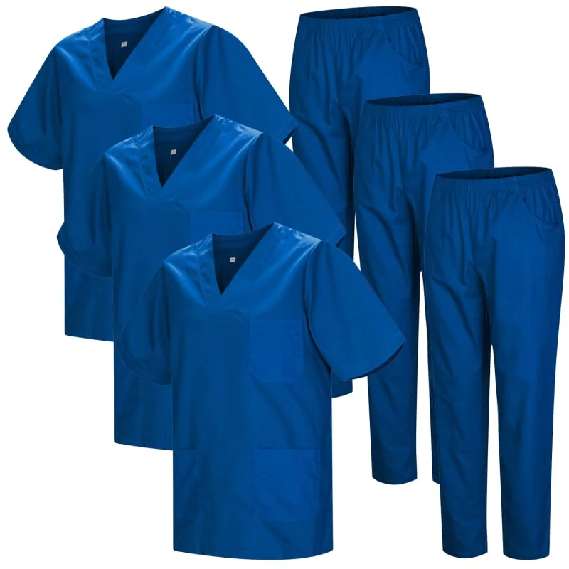 MISEMIYA - Pack * 3 Sets - Unisex Sanitary Uniform MEDICAL SANITARY UNIFORMS SANITARY SETS 3-817-8312 - Large, Blue 37 22
