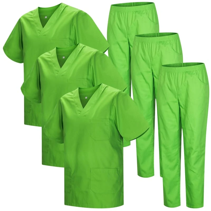 MISEMIYA - Pack * 3 Sets - Unisex Sanitary Uniform MEDICAL SANITARY UNIFORMS SANITARY SETS 3-817-8312 - Large, Apple Green 22