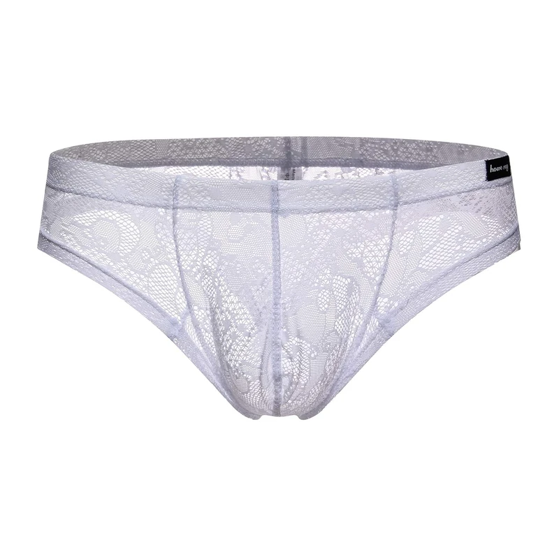 Drelaar Men's Soft Lace Underwear Briefs Sexy Bikini Thongs Small White