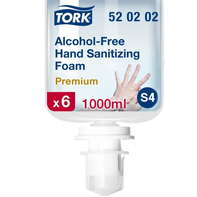 Tork Alcohol-Free Hand Sanitising Foam S4, Dermatologically Tested, 6 x 1000ml, 520202