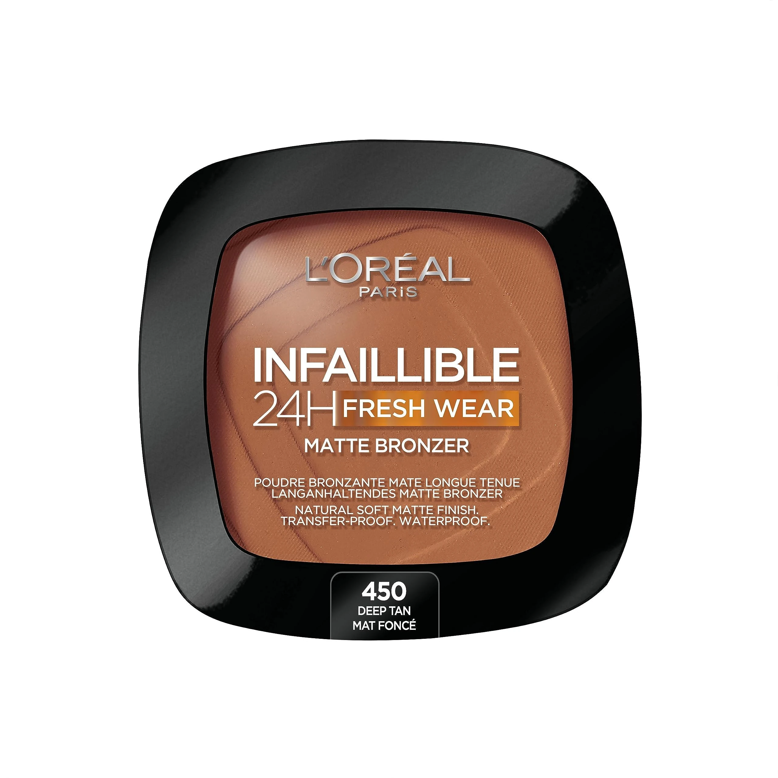 L'Oréal Paris Soft Matte Bronzer, Longwear, Matte Finish, Waterproof and Transfer-proof, Infallible 24H, 450 Deep Tan