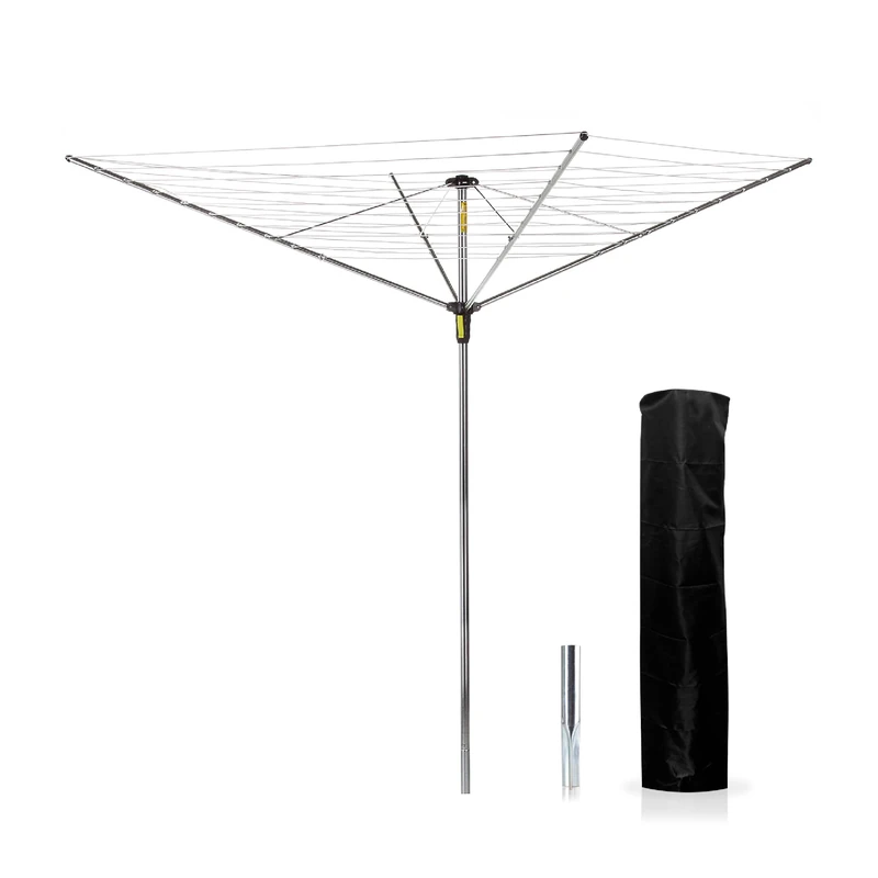 Minky Easy Breeze 45m 4 Arm Rotary Airer with Cover, Alloy Steel, Silver