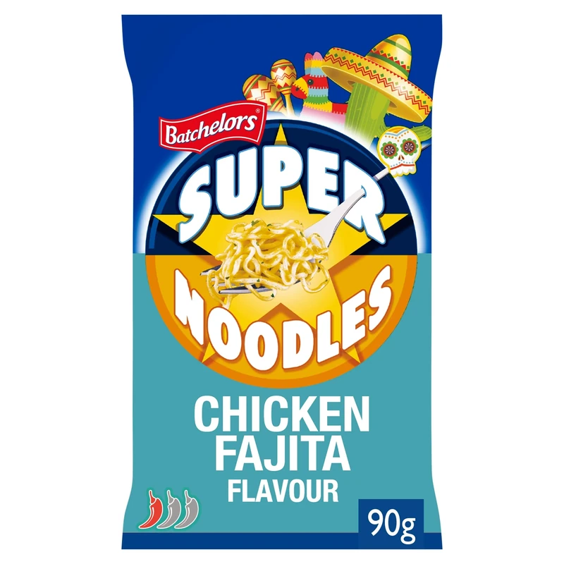Batchelors Super Noodles Mexican Chicken Fajita Flavour, Instant Snack Ready in 4 Minutes, 90 g Packet (Pack Of 1)