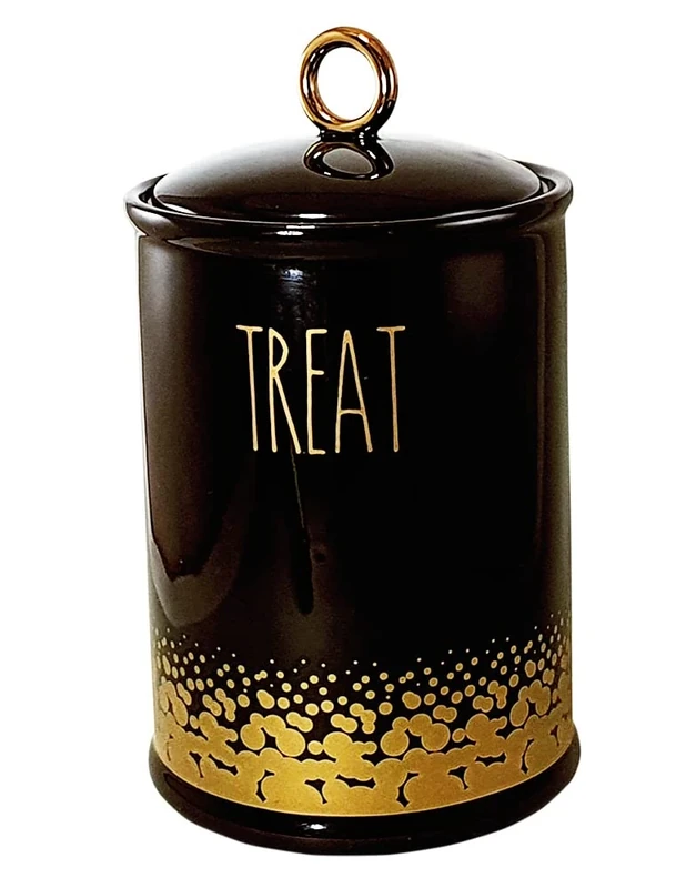 Nobby 82438 Ceramic Snack Container Treat Gold/Black 10.5 x 10.5 x 18 cm, 0.85 L - Image 1
