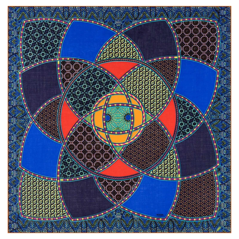 Roeckl Women's Kaleidoscopes 100 x 100 Scarf, Blue, One Size