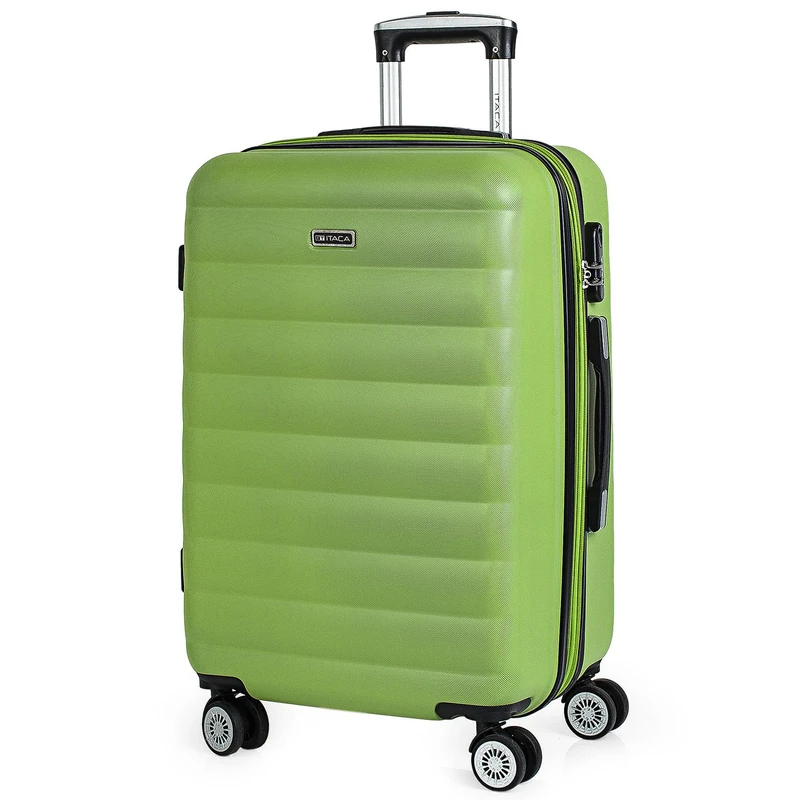 ITACA - Cabin Suitcase 50cm Plus Beauty case ABS. Hand Baggage. Hard Shell. Telescopic Handle, 2 Handles, 4 Wheels. Combination Lock, Pistachio