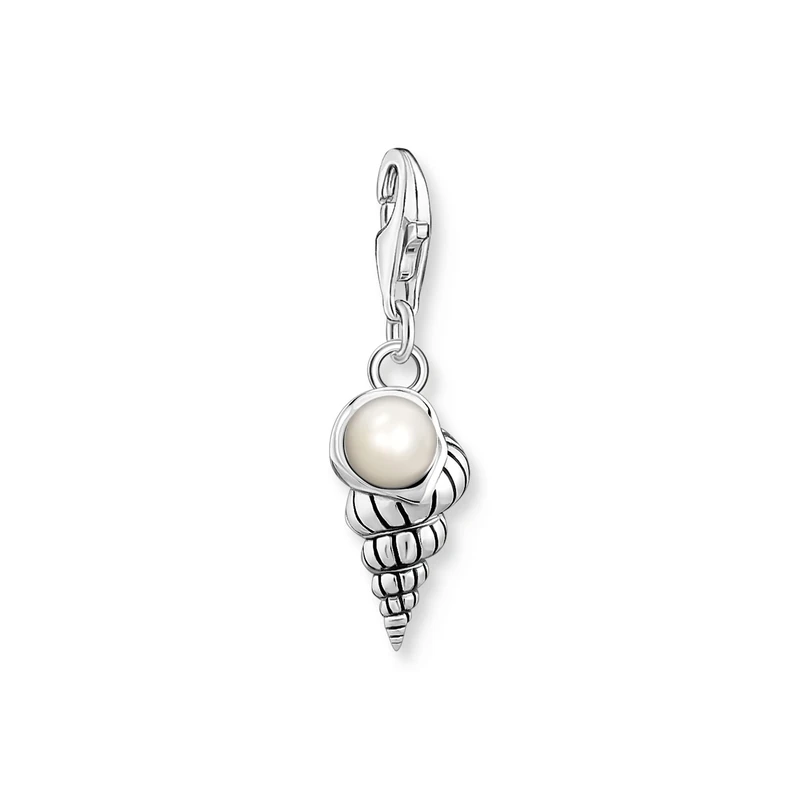 Thomas Sabo Charm pendant shell with pearl silver 925 Sterling Silver, Blackened