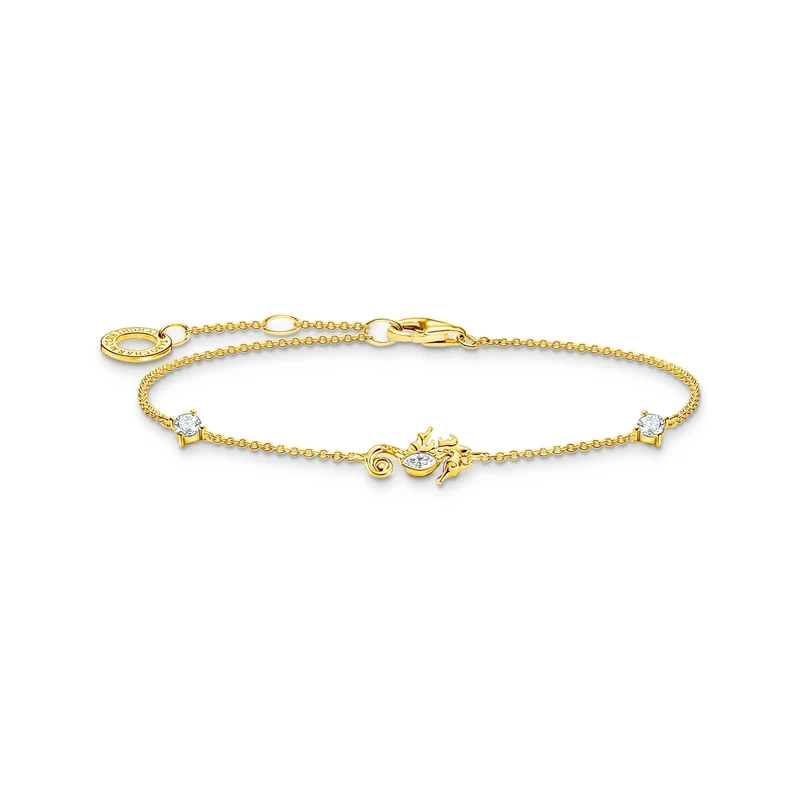 Thomas Sabo Women Bracelet Seahorse Gold 925 Sterling Silver, 18K Yellow Gold Plating A2061-414-14