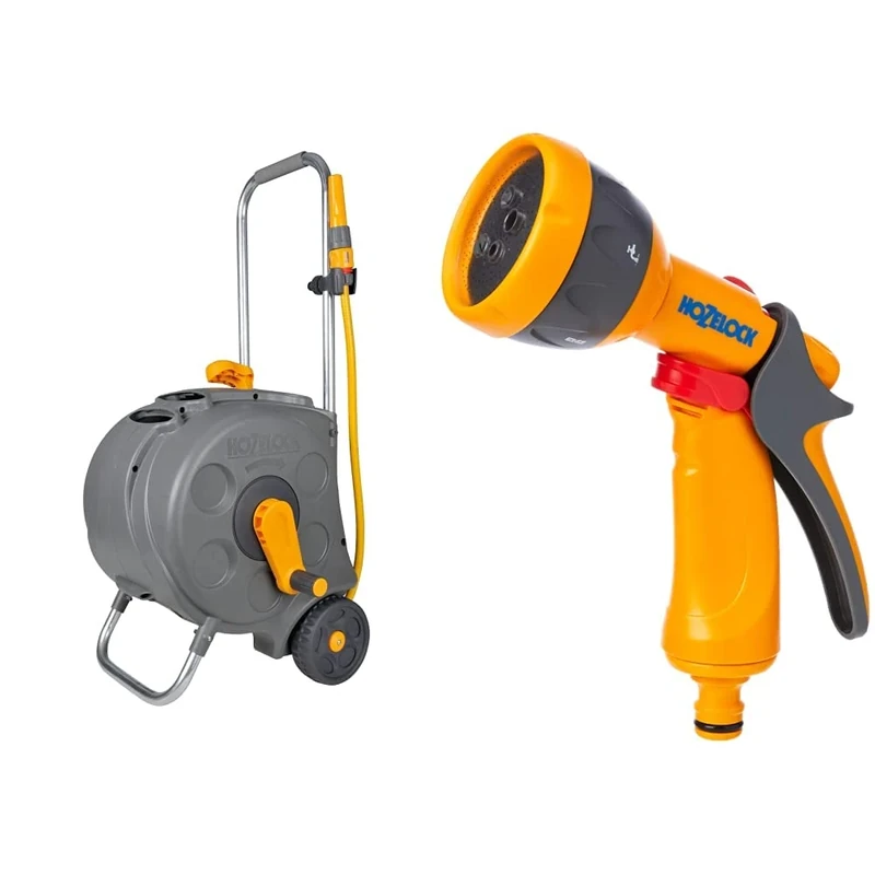 Hozelock HZ2416R0000 Compact Cart with 30 m Hose & HZ2676P0000 Spray Gun, Multi-Colour