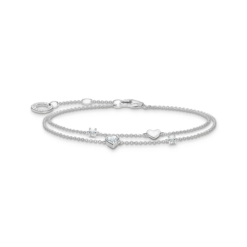 Thomas Sabo Bracelet with Hearts and White Stones Silver 925 Sterling Silver