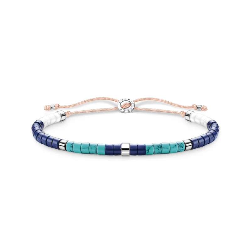 Thomas Sabo Bracelet with blue stones 925 Sterling Silver, Nylon