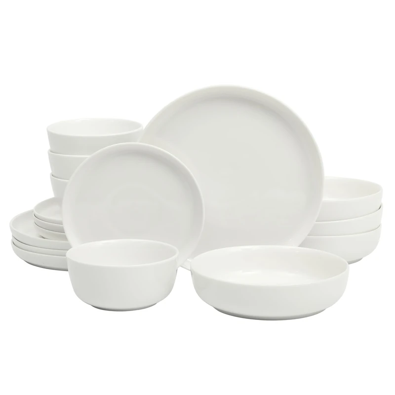 Gibson Home Oslo Porcelain Dinnerware Set, Service for 4 (16pcs), White