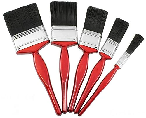 Pack of 5 Paint Brushes - Decorating Set, Multipurpose Synthetic Bristles, Ideal for DIY, Walls, Ceilings, Woodwork and Metal, 50mm, 38mm, 25mm, 12mm Brush Heads