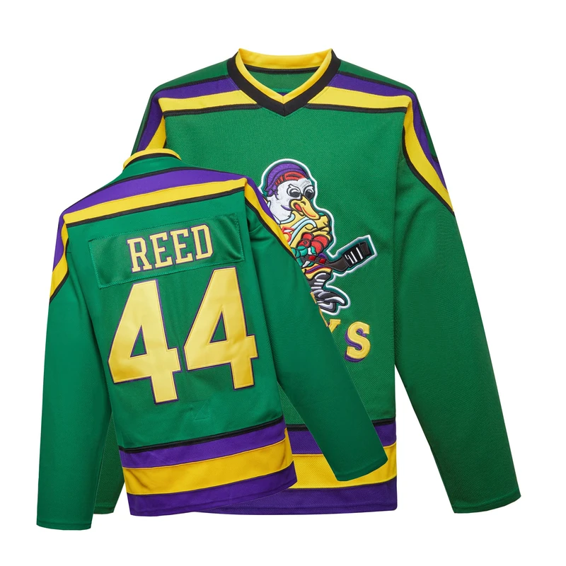 Mighty Ducks Jersey Movie Ice Hockey Jersey S-XXL Charlie Conway #96 Adam Banks #99, 90S Hip Hop Clothing for Party, #44 Green, XXL - Image 1