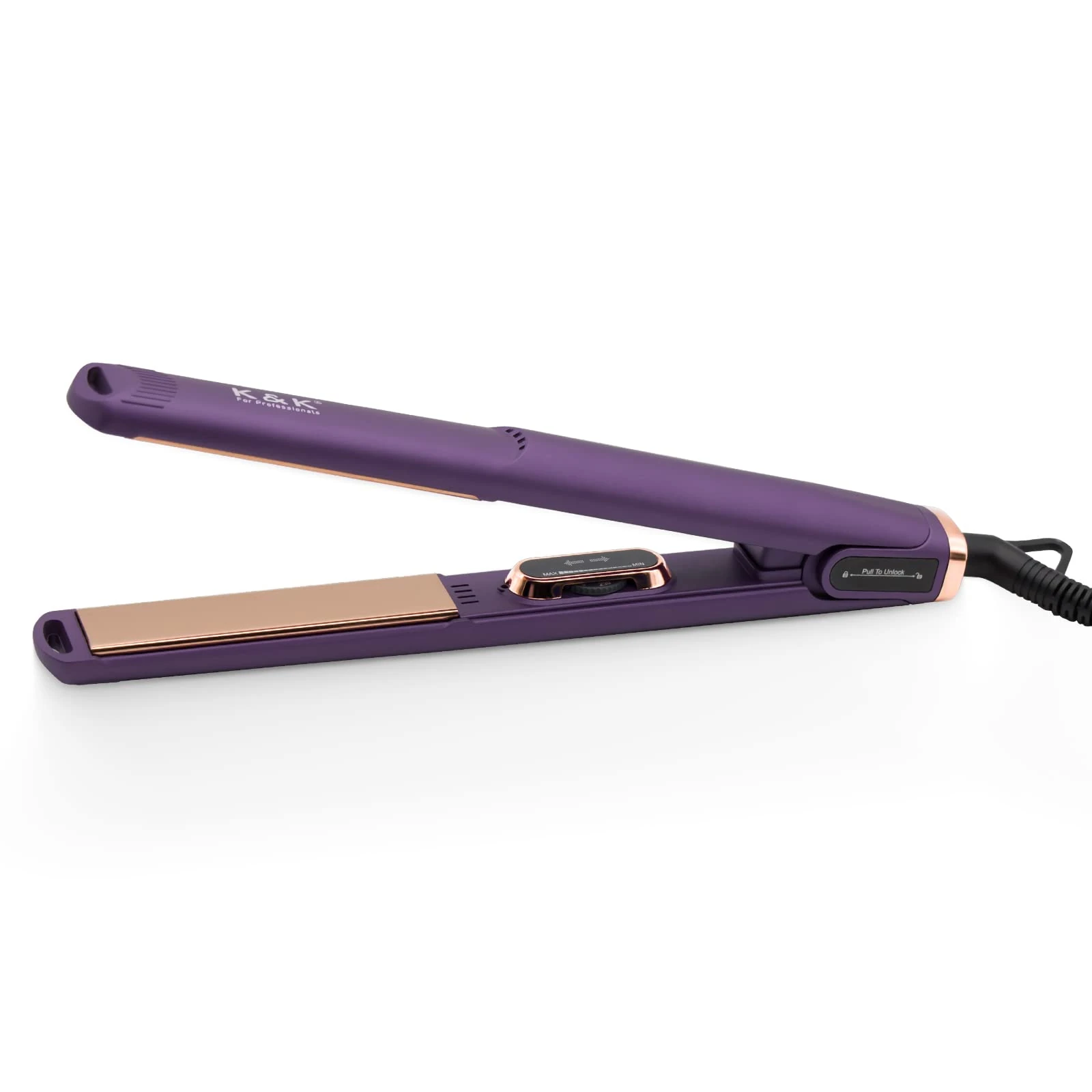 K&K Titanium Hair Straighteners, Professional Design 2 in 1 Straightener and Curler, 1 Inch 150-230°C Adjustable Temperature Dual Voltage UK Plug Dual Voltage Flat Iron UK Plug