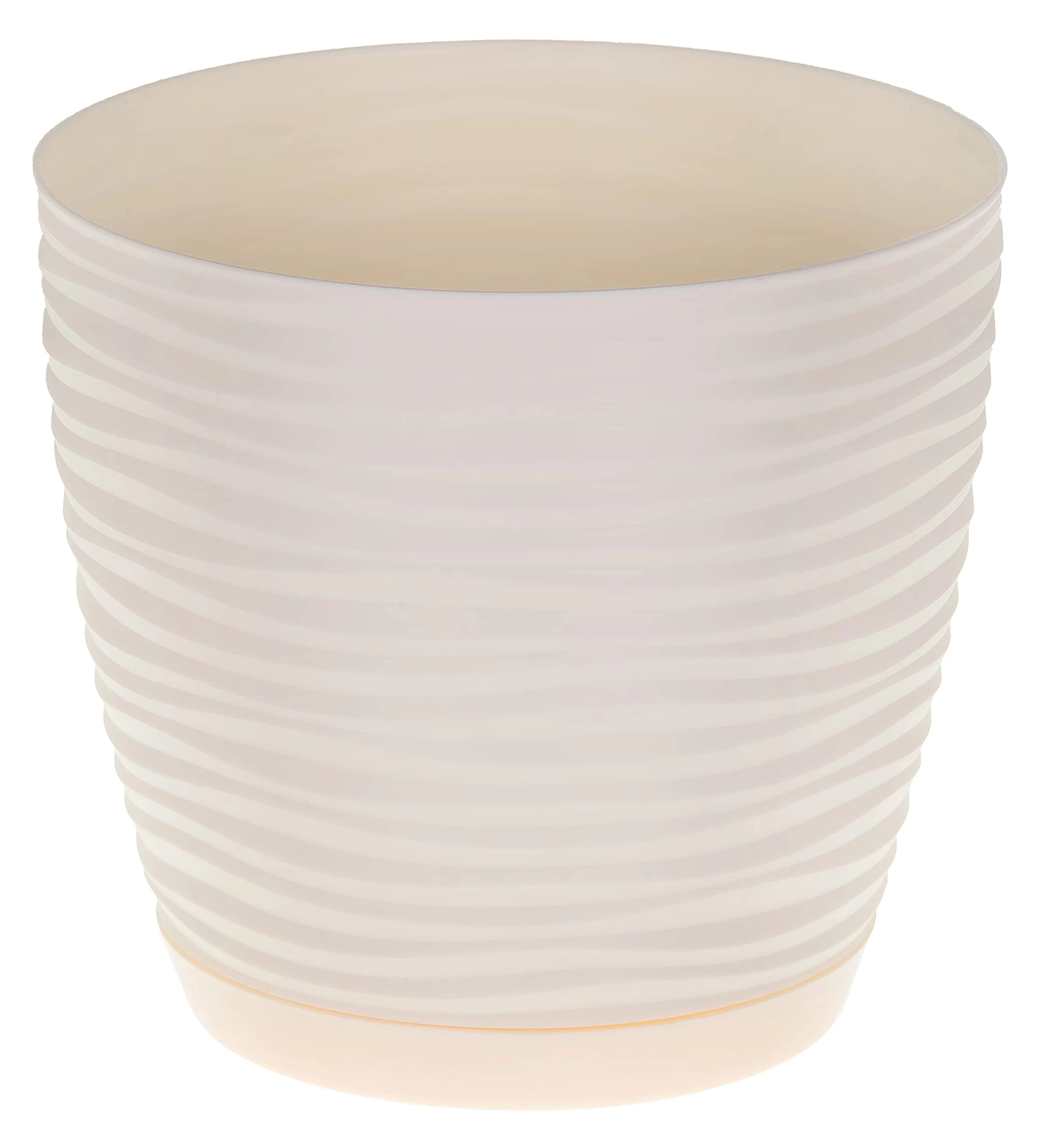 Sahara Indoor Plant Pots – Modern Round Plastic Flower Pots with Drainage Hole & Saucer – 7 Sizes, 8 Colours for Succulents, Herbs, Flowers & Houseplants (17 cm, Cream)